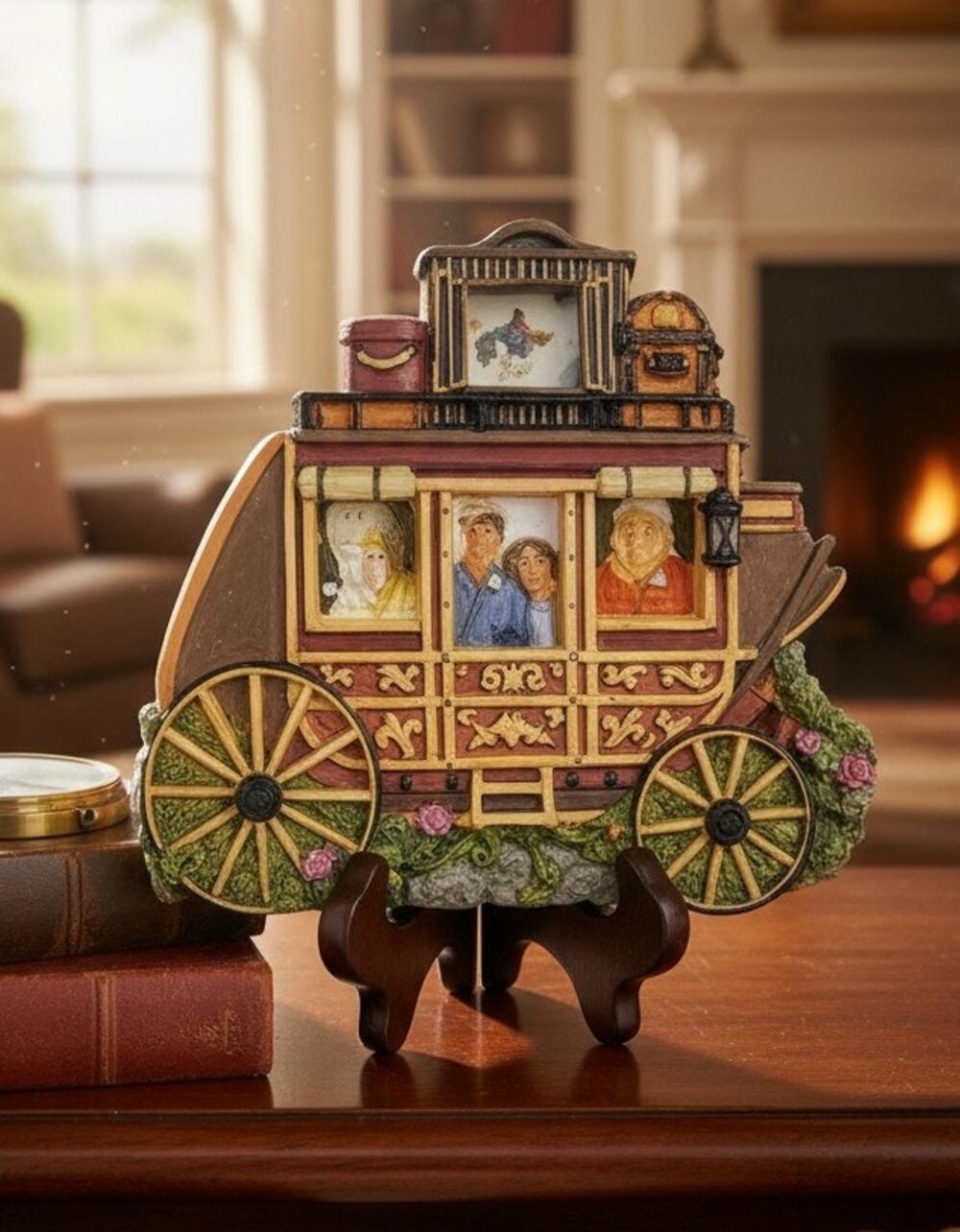 Figi Graphics Stagecoach Western Wagon Picture Frame Holds 4 Photos 7.5 x 8.5"